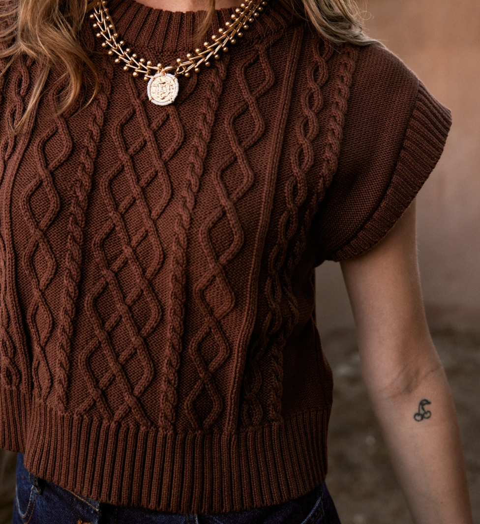 Gigi Sweater Vest in Cocoa