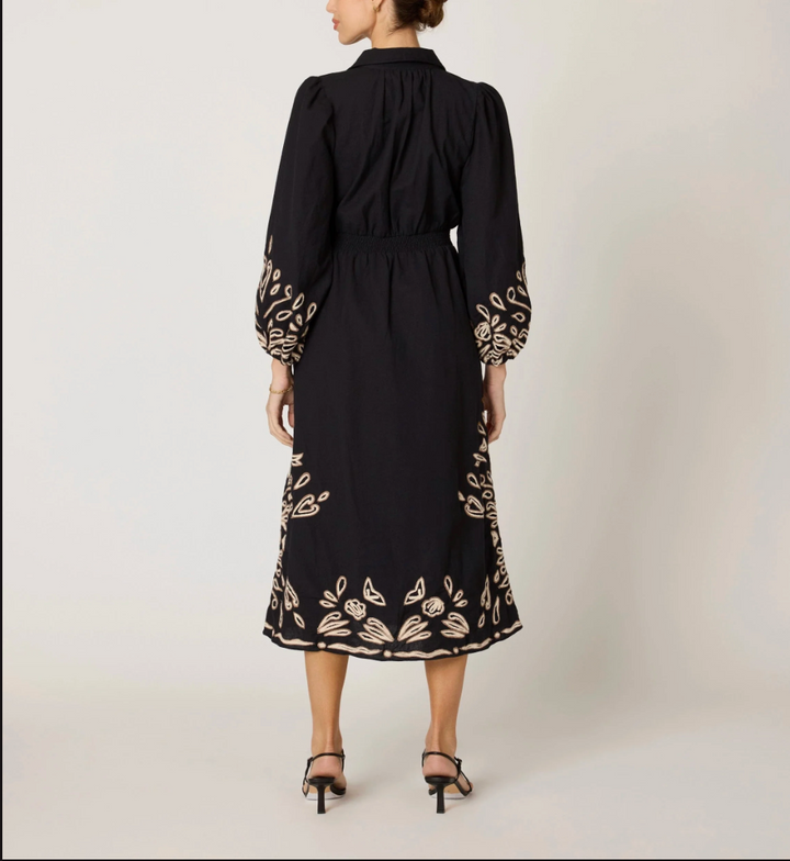 Elyse Midi Dress in Black / Ivory