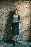 Lola Midi Skirt in Black Ivory