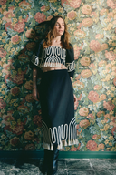Lola Midi Skirt in Black Ivory