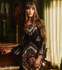 Fawn Ankle Dress in Black Floral Anise Print