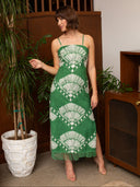 Shannon Midi Dress in Jade Raffia