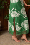 Shannon Midi Dress in Jade Raffia
