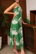 Shannon Midi Dress in Jade Raffia