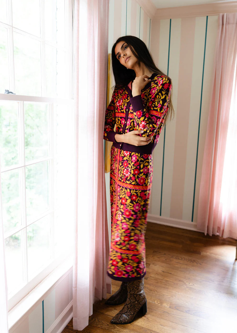 Vivian Sweater Skirt in Golden Floral