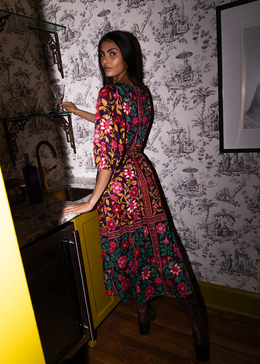 Clover Dress in Medieval Floral