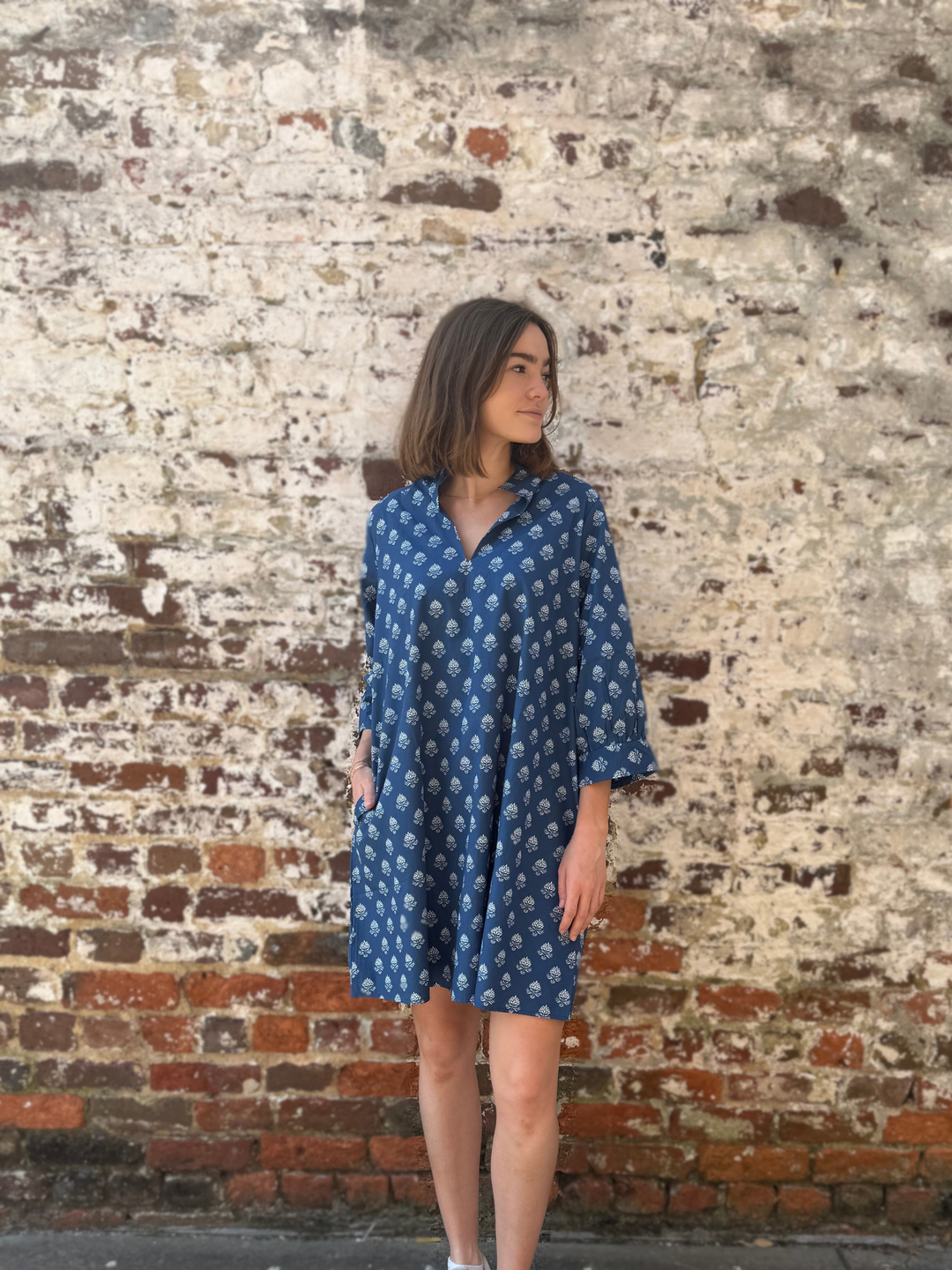 The Campbell Dress in Blue Leaf