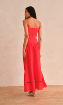Tosca Cherry Linen Midi Skirt Set