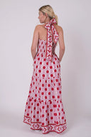 Smocked Halter Dress | Red/Blush Cosmos