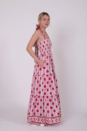 Smocked Halter Dress | Red/Blush Cosmos