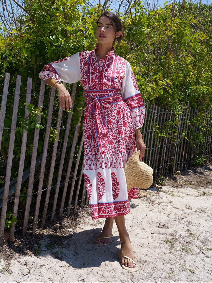 Flounce Dress in Cherry Victorian Frieze
