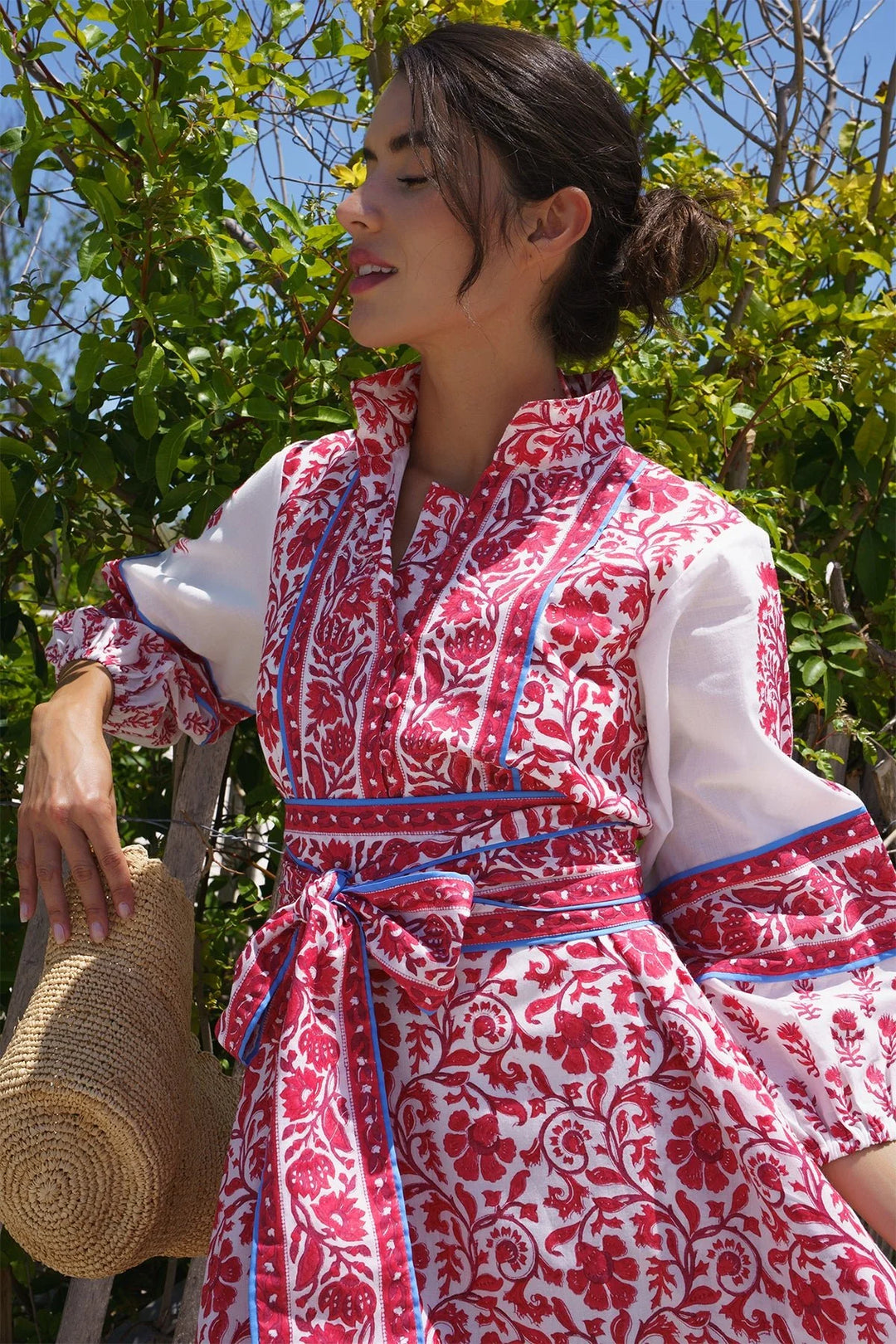 Flounce Dress in Cherry Victorian Frieze