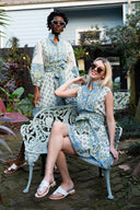 Sleeveless SUE SARTOR Flounce Mini | Bleu/Thyme Vintage Poppy