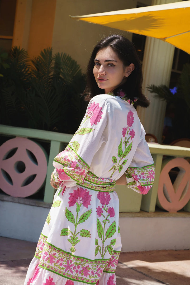 Flounce Dress in Watermelon Dahlia