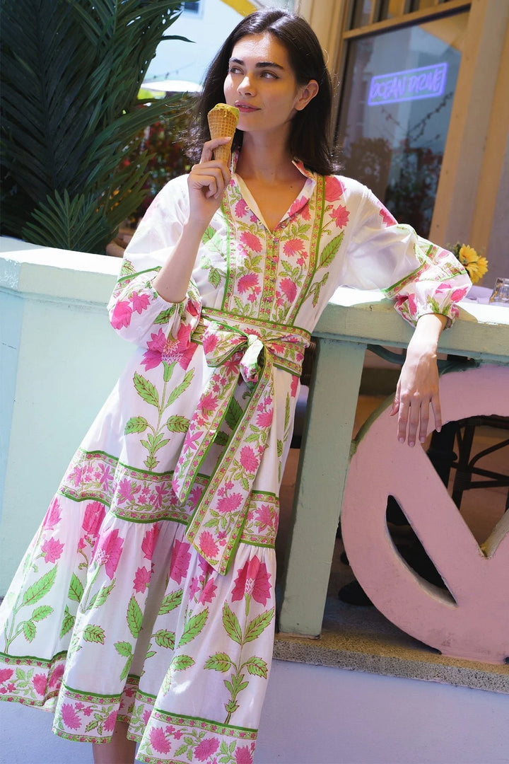 Flounce Dress in Watermelon Dahlia