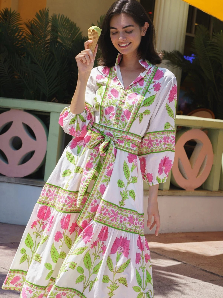 Flounce Dress in Watermelon Dahlia