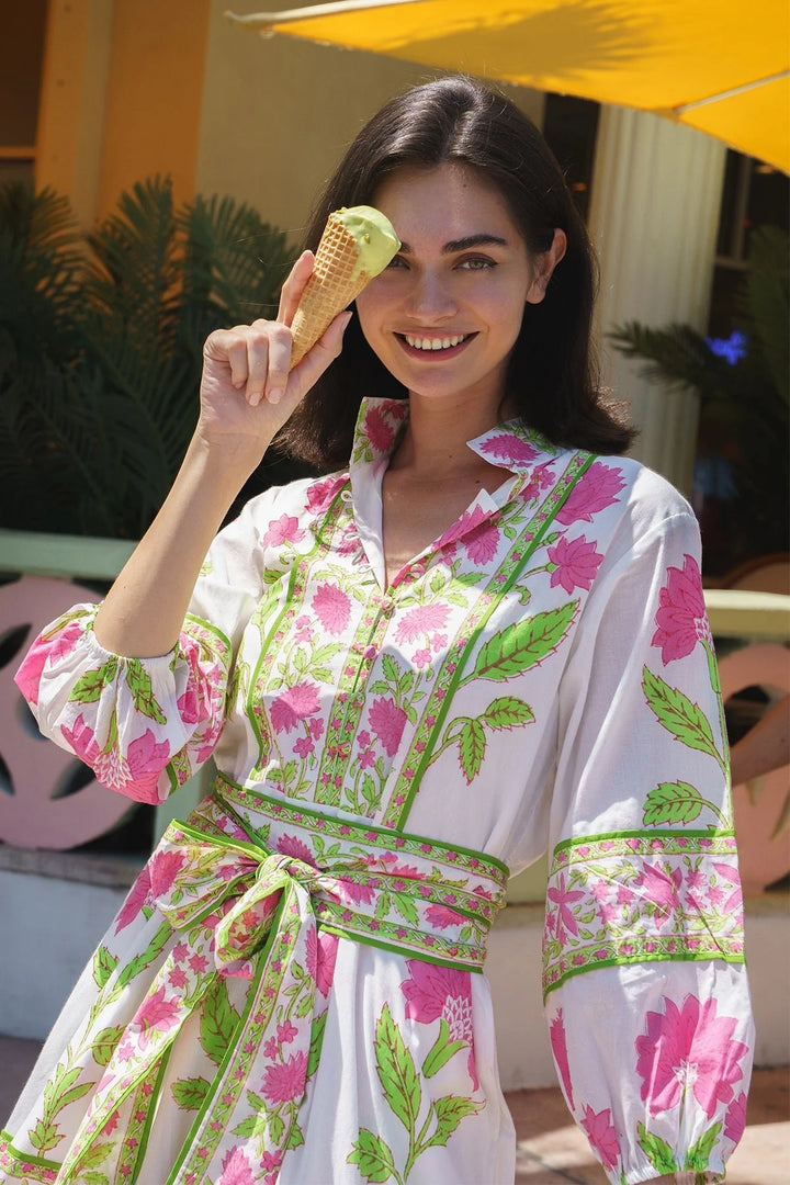 Flounce Dress in Watermelon Dahlia