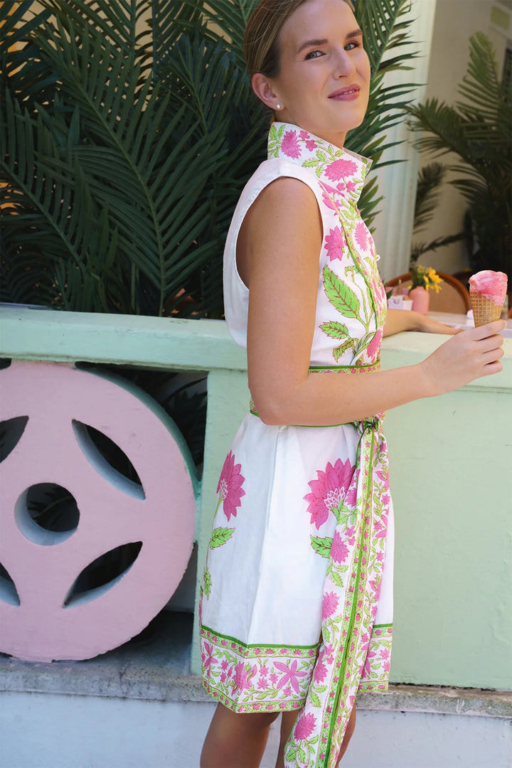 Sleeveless Flounce Shorty in Watermelon Dahlia
