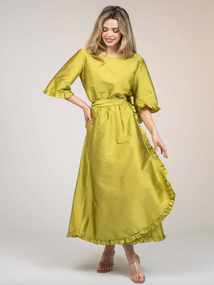 SAMPLE | The Waverly Skirt | Chartreuse Taffeta | Small