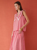 Emma Sleeveless Blouse in Red Stripe
