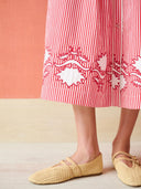 Colette Midi Skirt in Red Stripe