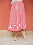 Colette Midi Skirt in Red Stripe
