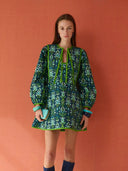 Holly Quilted Mini Dress in Peacock Navy