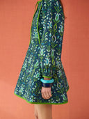 Holly Quilted Mini Dress in Peacock Navy