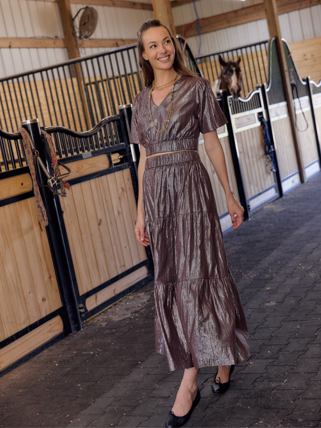 The Abby Skirt | Brown Shine