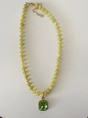 Harvest Pendant Beaded Necklace in Chartreuse