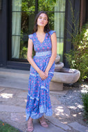 Alicia Bell Dress Carly Maxi in Blue Pink Print
