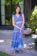 Alicia Bell Dress Carly Maxi in Blue Pink Print