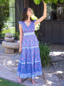 Alicia Bell Dress Carly Maxi in Blue Pink Print