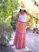 Alicia Bell Skirt Annabelle Maxi Skirt in Brown & Pink Flower