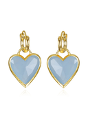 Amelia Rose Jewelry Earrings Blue Jade Framed Heart Huggies