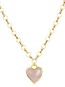 Amelia Rose Jewelry Necklace Rose Quartz Framed Heart Petite Loop Necklace
