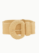 ANB Fashion Belt Wrapped Halfmoon Elastic Straw Belt in Beige