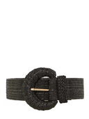 ANB Fashion Belt Wrapped Halfmoon Elastic Straw Belt in Black