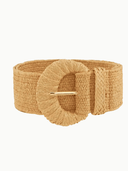 ANB Fashion Belt Wrapped Halfmoon Elastic Straw Belt in Khaki
