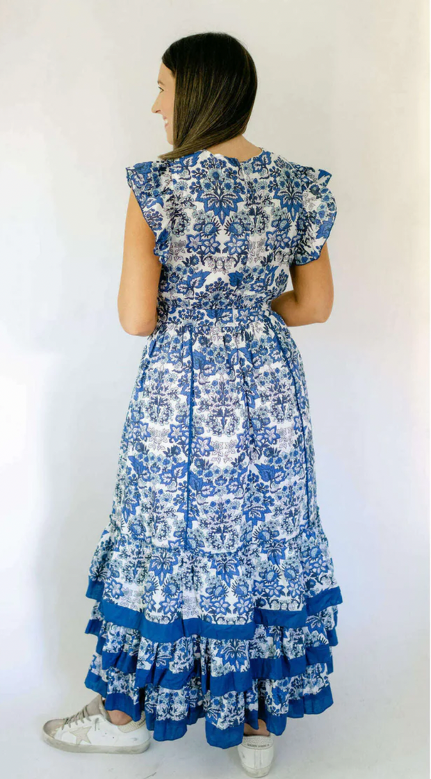 Anna Cate Dress Anna Cate | Jameson Midi Dress in Bright Royal Print