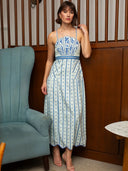 Anna Cate Dress Hunter Cloud Ribbon Stripe Midi Dress