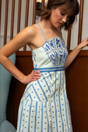 Anna Cate Dress Hunter Cloud Ribbon Stripe Midi Dress