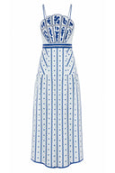 Anna Cate Dress Hunter Cloud Ribbon Stripe Midi Dress