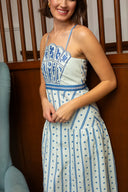 Anna Cate Dress Hunter Cloud Ribbon Stripe Midi Dress