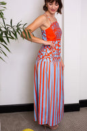 Anna Cate Dress Hunter Coral Vine Stripe Midi Dress
