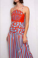 Anna Cate Dress Hunter Coral Vine Stripe Midi Dress
