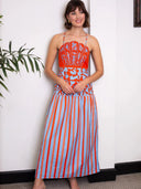 Anna Cate Dress Hunter Coral Vine Stripe Midi Dress