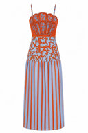 Anna Cate Dress Hunter Coral Vine Stripe Midi Dress