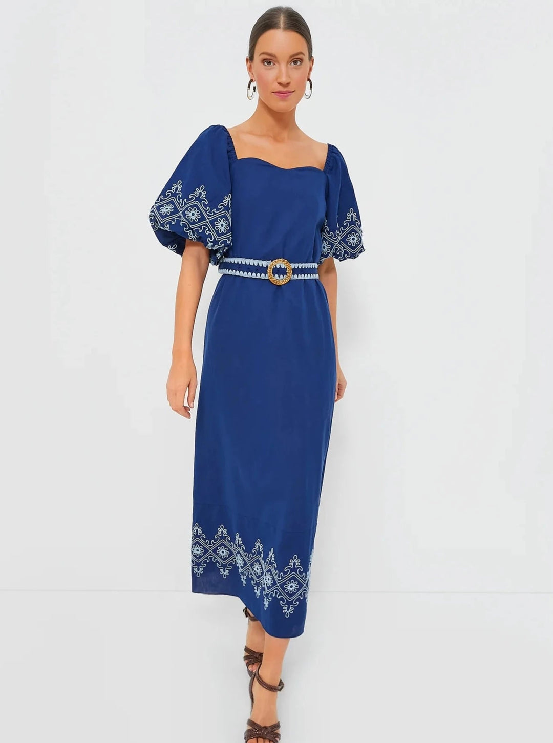 Anna Cate Dress Maggie Midi Dress in Royal Embroidery
