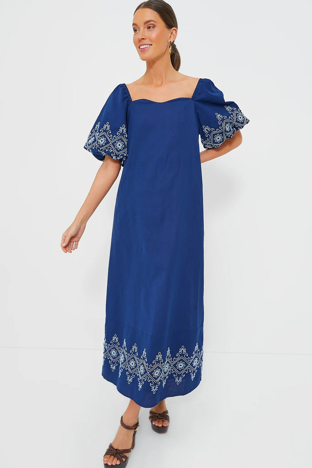 Anna Cate Dress Maggie Midi Dress in Royal Embroidery
